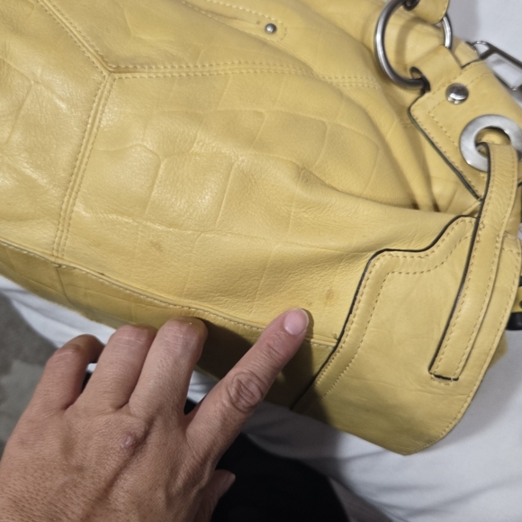 B. Makowsky Soft Genuine Leather Tote Hobo Shoulder Bag Purse Yellow - Picture 13 of 16